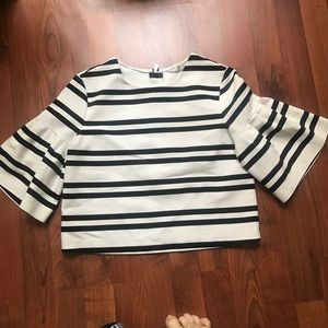 FINAL SALE Zara Bell Sleeved Black & White Crop